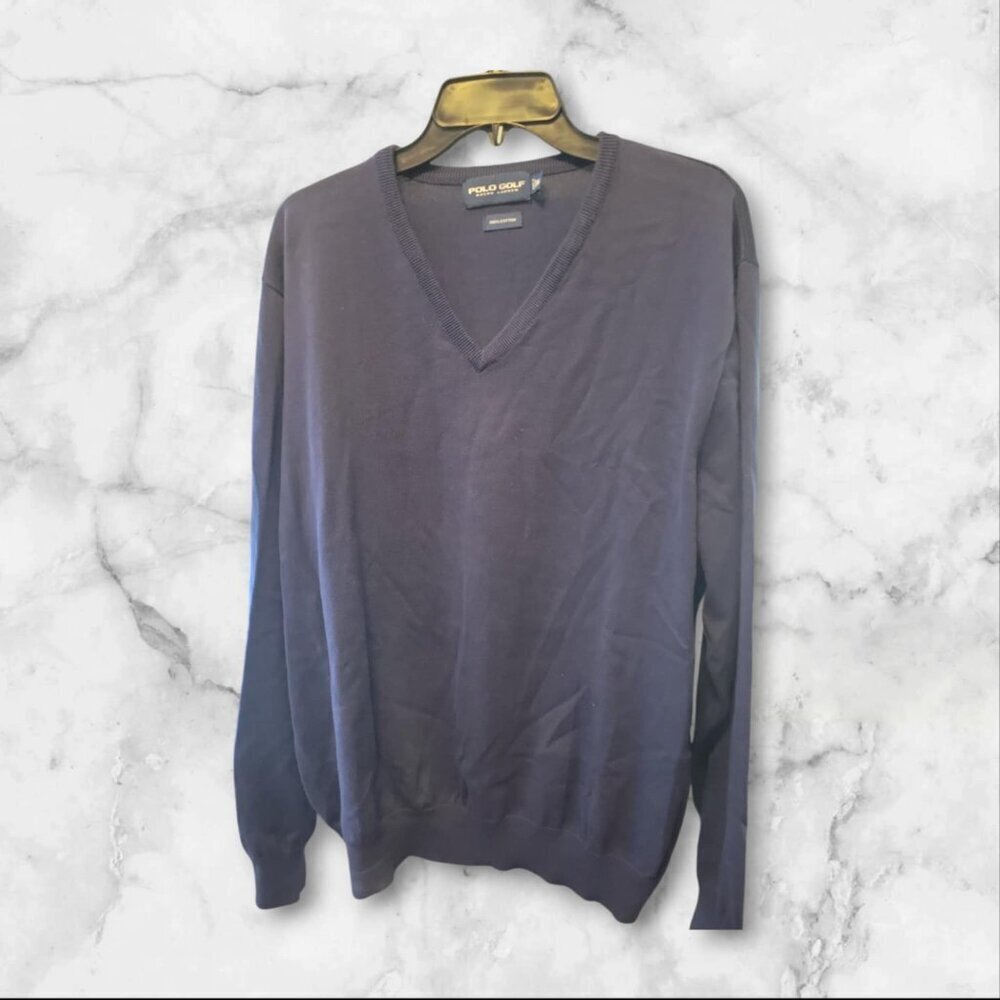 Mens Ralph Lauren Pro Golf Navy V-Neck Sweater Like New XL